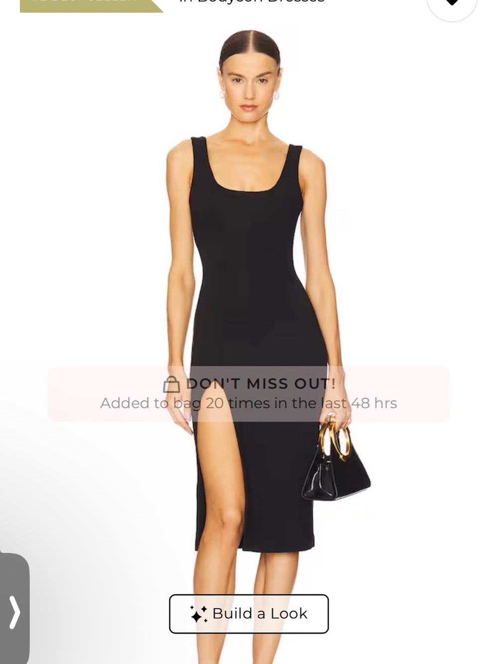 NBD Black Scoop Neck Midi Dress with High Side Slit